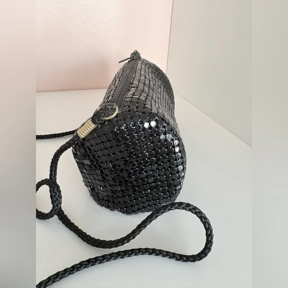 Avon 1994 Vintage Stylish Black Night Party Purse Gold details on the straps.